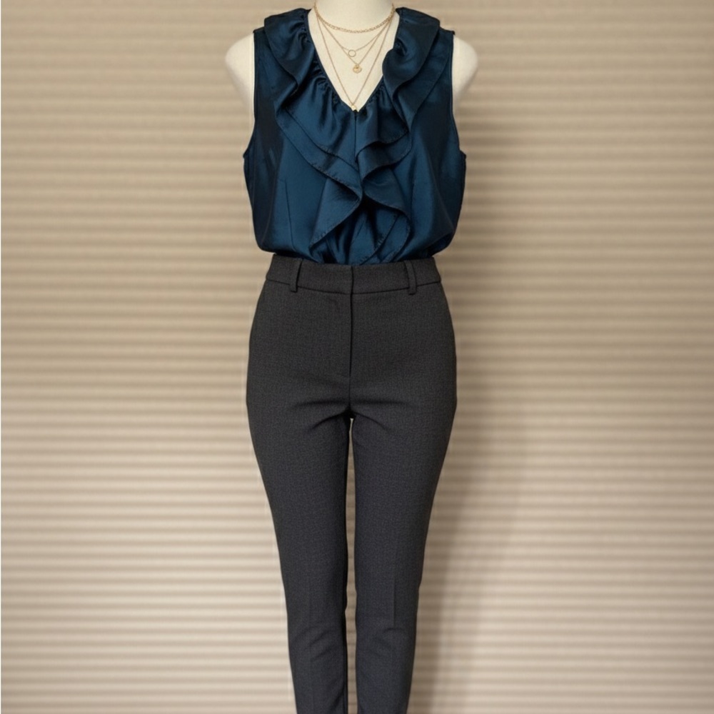 Agora sleeveless teal ruffled peplum blouse- size medium